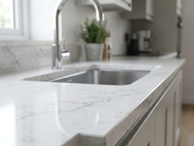 Stone countertop with undermount sink