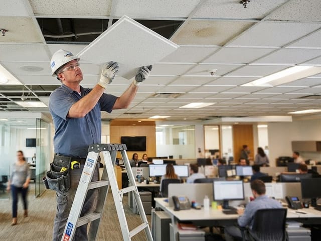 Fitting a replacement acoustic tile into an existing ceiling grid